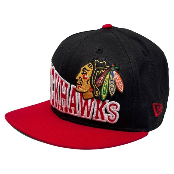 NEW ERA • Men’s Chicago Blackhawks Hockey NHL Black and Red Snapback Cap Hat - Picture 3 of 9